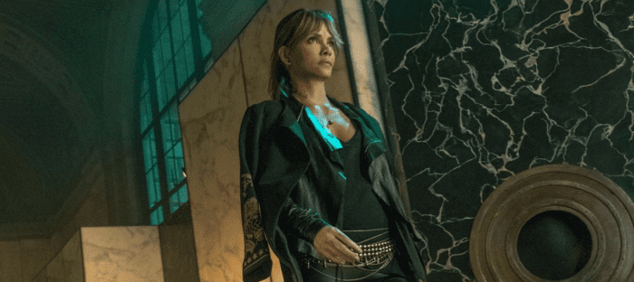 One of the best scenes features Berry and her two dogs, proving that she can still do the action well even in her fifties.