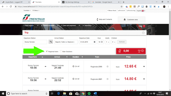 By clicking the 'Regional trains' button you may be presented with cheaper but potentially slower options.