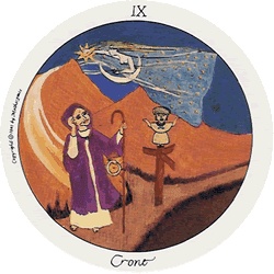 The Crone is normally called The Hermit in the majority of Tarot Card decks. The Crone is at a major crossroads in your life to help you find your way.