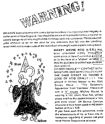 A flyer meant to warn parents that drug dealers were passing out tattoos laced with drugs to children.