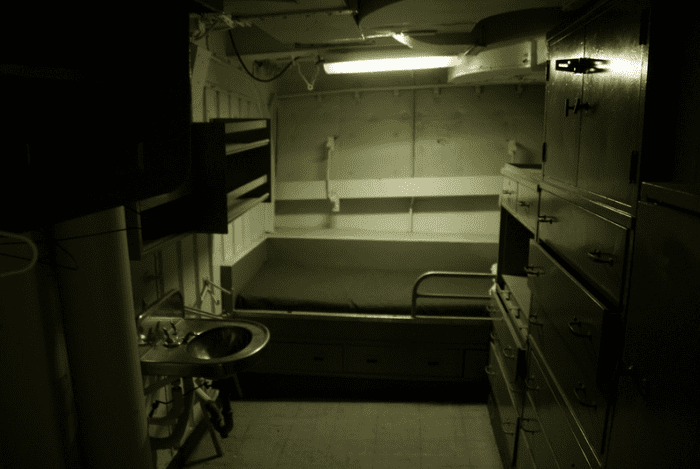 Inside the ship's sleeping quarters. Tourists and crewmen alike strongly believe the ships are haunted.