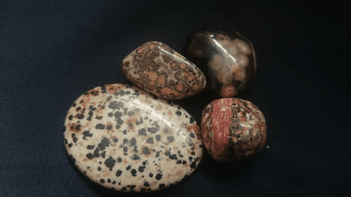 Dalmatian jasper (White spotted) is thought to be a lucky stone to have.