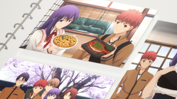 Taiga Fujimura, Shirou's guardian and teacher, waxes nostalgic while looking through Shirou and Sakura's scrapbook of their happy memories together.