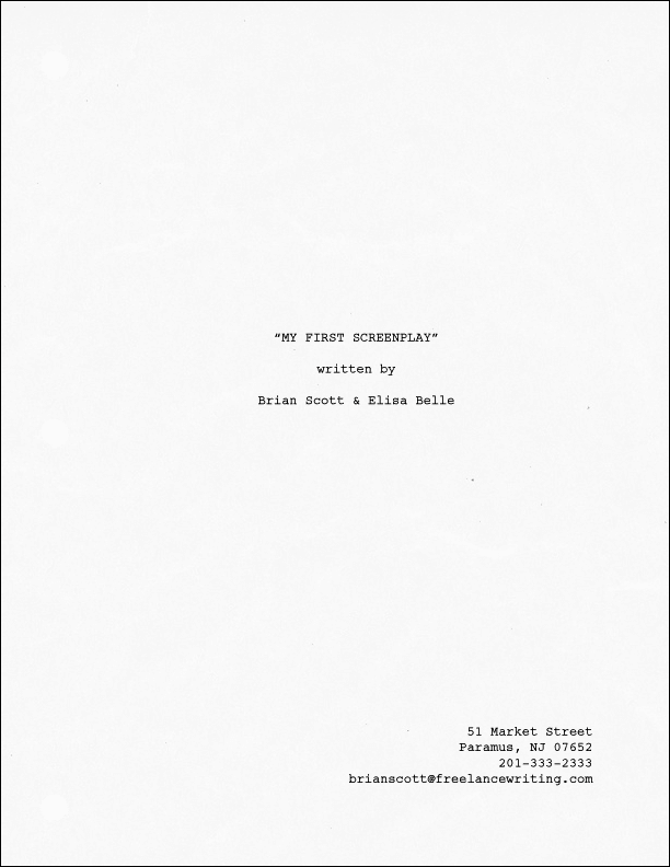 Script title. Title page manuscript. script title page. the author of the script.