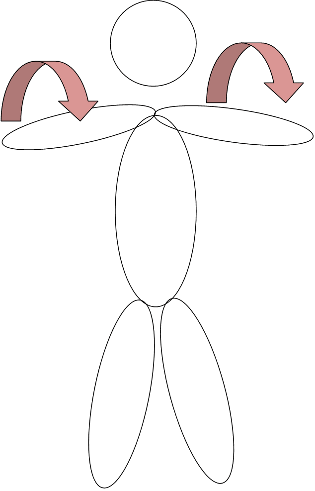 Gently circle arms while contracting muscles. Tones arms, shoulders, neck, and core muscles.