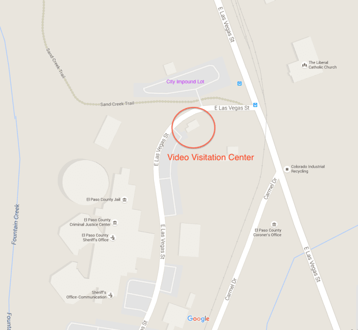 Location of Video Visitation at the El Paso County (Colorado) Criminal Justice Center.