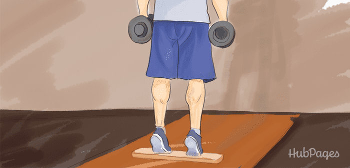 Standing calf raises, especially with the toes on a platform as shown above, are extremely effective at targeting the calves. However, the intensity must remain high.