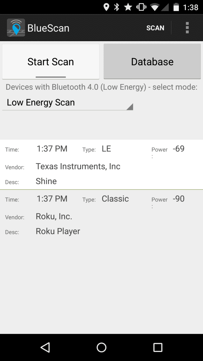 Here's a screenshot of what your Shine's signal will look like. It's the first one on the list.