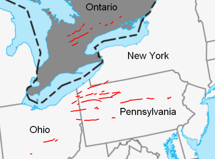 Map of tornado tracks in the May 31, 1985 tornado outbreak.