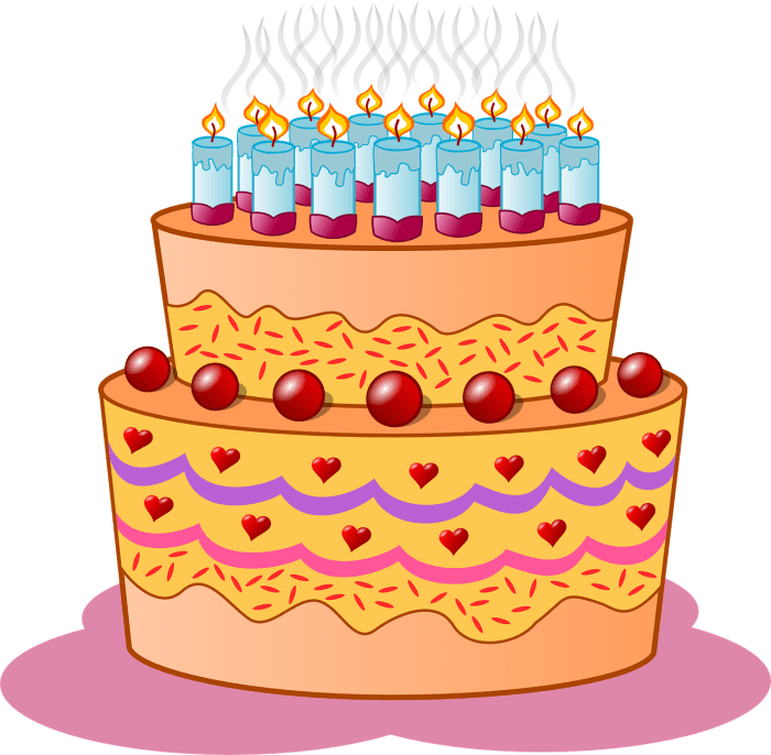 The birthday cake has a lot of candles, even when each candle represents a decade. instead of a year.