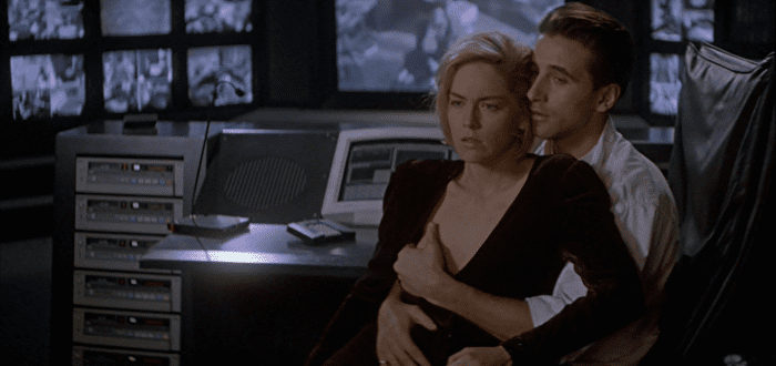 Stone (left) is unable to replicate the electric chemistry she had with Michael Douglas with William Baldwin - and it shows.