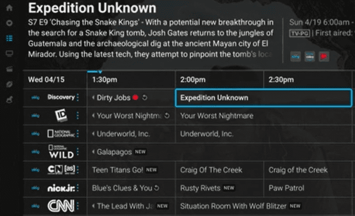 The Tivo Stream 4K Guide offers channels from Locast (where available), Sling TV (subscription required), Tivo+, and Pluto TV