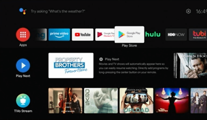Use the Home screen on the Tivo Stream 4K to access apps and to get recommendations on what to watch for apps you subscribe to