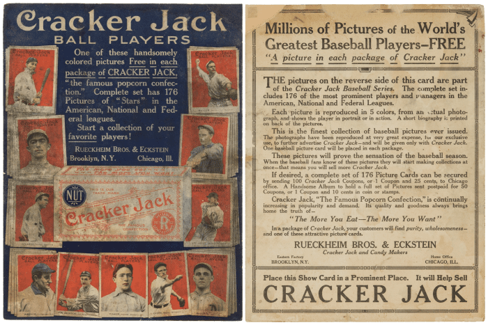 Baseball cards of everyone's favorite players were given out in Cracker Jack boxes, which is why Cracker Jack is mentioned in the lyrics.
