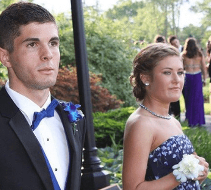 Christian Pulisic attending his senior prom in Hershey, Pennsylvania with his date at his side.