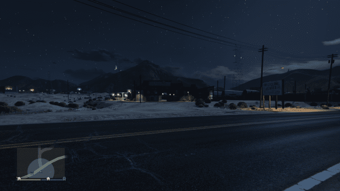 From across the street of the garage with all of the enemy equipment. (Of course this screenshot was taken in Free Roam mode, long after the fact).