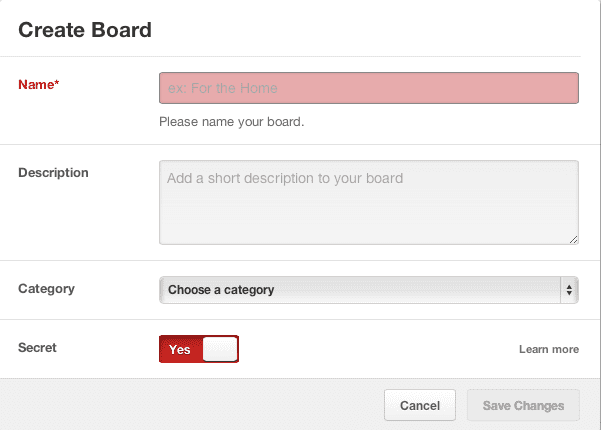 Toggle the Secret Switch to YES if you want to create a Secret Board. No one will be able to see it except for you and anyone else you invite!