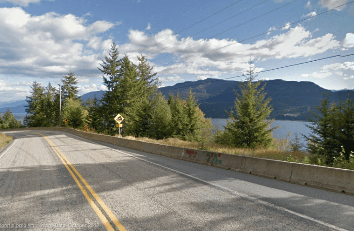 Photo: Traveling north along highway 31. Locals are familiar with the curve ahead which descends to a bridge.