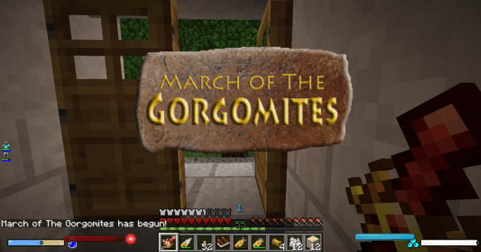 While clarity is a good thing, the warnings for incoming invasions take this to the extreme. They are announced in Minecraft's chat system, through the use of loud verbal and musical warnings, and cover most of the player's screen with a large sign.
