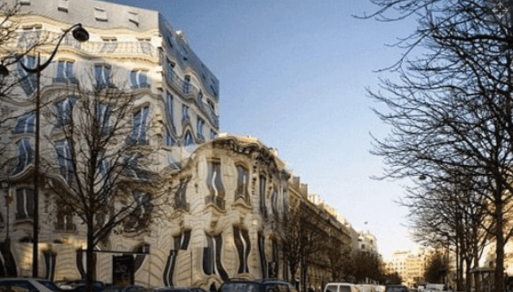 Paris, 2007. This was the view of 39 George V building. These were photographs hung over the entire scaffolding while the building was been renovated.