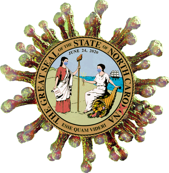 Great seal of North "Carona" compiled by Robert G Kernodle, using official state seal, transformed into parody.