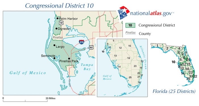 The community is at the north end of Congressional District 10. Palm Harbor is north of Clearwater, St. Petersburg, and Tampa on the west coast of the state.