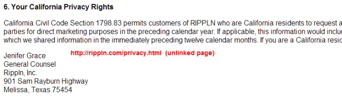 Rippln's unlinked "privacy" page states that their counsel is Jenifer Grace, same lawyer as bHIPGlobal.