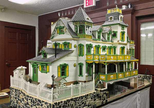 A collector's item - A Victorian style miniature house with details typical of the 19th century home of the wealthy.