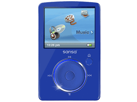 The SanDisk Sansa Fuze media player comes in a variety of colors, such as red, blue, black and gray.