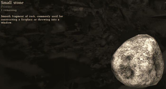 The Small Stone looks similar to the stone, but takes up less space in your inventory.