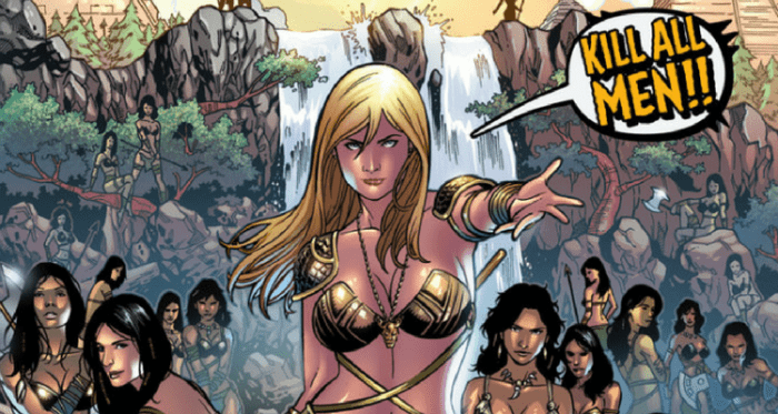 this screenshot is from Chuck Dixon's crowdfunded comic 'Ravage: Kill All Men.' ...*Facepalm* really, dude? Really?