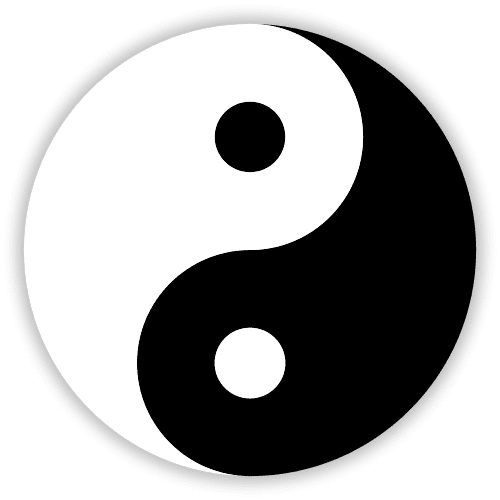 The 'Yin Yang' (which translates 'dark light') symbol that is used in Taoism. Taoism basically believes that opposites cannot exist without each other.