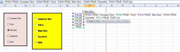 Formula changing the output from an Option (Radio) Button into more meaningful information in Excel 2007 and Excel 2010.