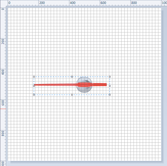 Move the fulcrum of the needle to the centre of the picture created using MS Paint, utilising the ruler and grid lines as a guide.