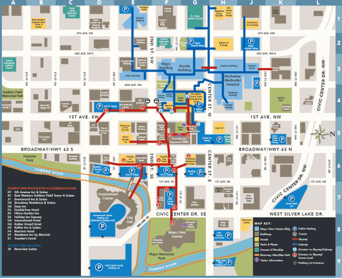 Though the map may appear confusing at first Mayo Clinic quickly becomes easy to navigate. Parking on the otherhand...can be a bit difficult so be prepared.