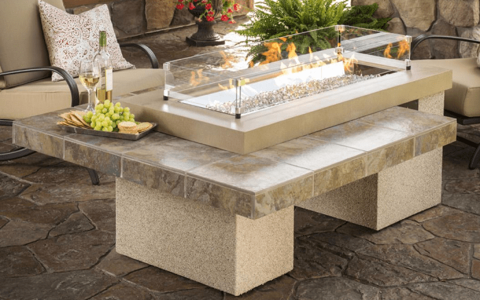 Striking Chat height - under table propane with glass