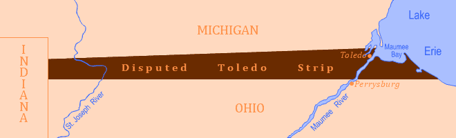 The Toledo Strip: 80 miles by roughly 6 miles or 470 Square Miles.