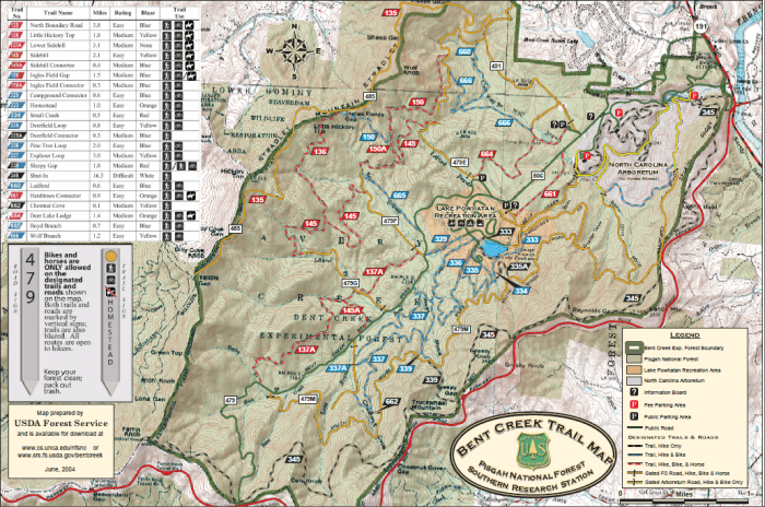 This is the original map put out by the US Forest Service. The trails and forest have evolved since then; It is missing some notable items such as the Greens Lick Trail and new road cuts.