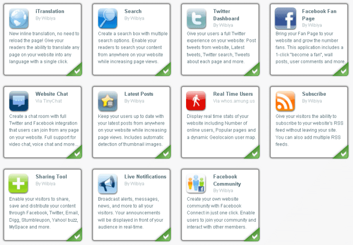 Wibiya makes short cut for one to, through a browser in the bottom, to chat and have a shortcut t your applications, and you can choose what services to include in toolbar, like Twitter, facebook, fanpage and users online count-griding us virtually