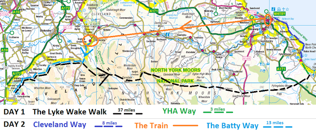 The Walk route takes you across the Cleveland Hills, along the northern edge of the North Yorkshire Moors to Ravenscar (Peak) on the coast