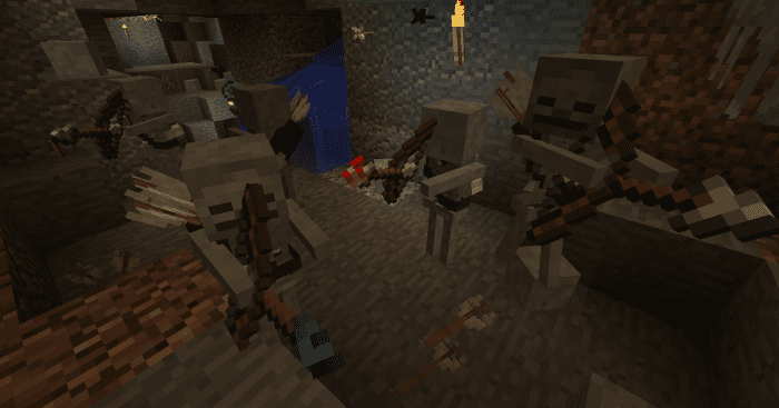 Skeletons are now equipped with quivers, and observant players can even tell what type of arrow they are going to fire.