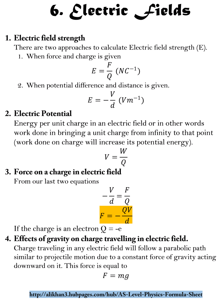 AS Level Physics Formula Sheet - HubPages