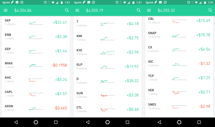 You can simply drag and drop to rearrange and organize your stocks in the order that you prefer. The same can be done with your watch list.