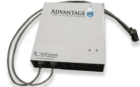 Point of use food sanitizer and ozonator with smart technology and display lights