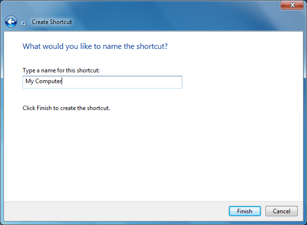 Choose a name like "My Computer", "My Documents" or "My Network Places" as an icon name. Something that sounds official and likely that a person will click on.