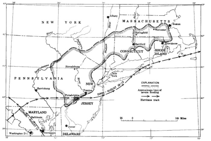 Map of the area of severe flooding August 18-19,