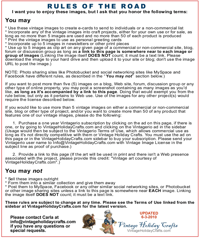Please click to see a larger version of these guidelines or click the Terms of Use button at VintageHolidayCrafts.com