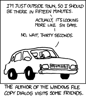 Hover: They could say "the connection is probably lost," but it's more fun to do naïve time-averaging to give you hope that if you wait around for 1,163 hours, it will finally finish.