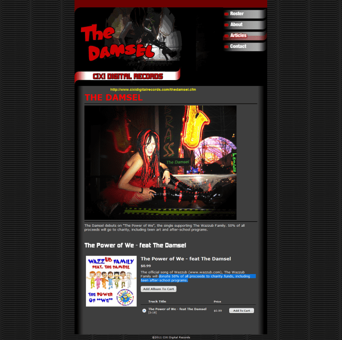 Cixi Digital Records Official homepage for "The Damsel", looks like a goth chick to me, but note the language about donations...