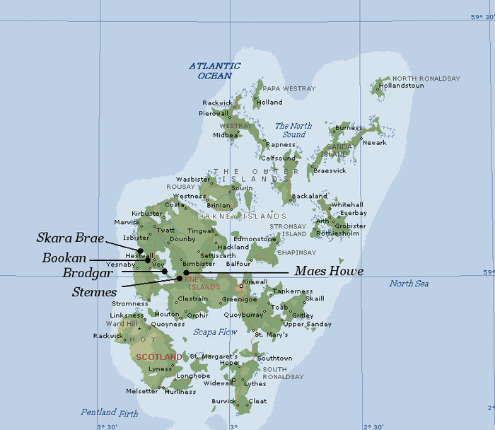 Orkneyjar - Orkney Islands, off the northernmost point of Caithness - Katanaes or 'the cat's nose.